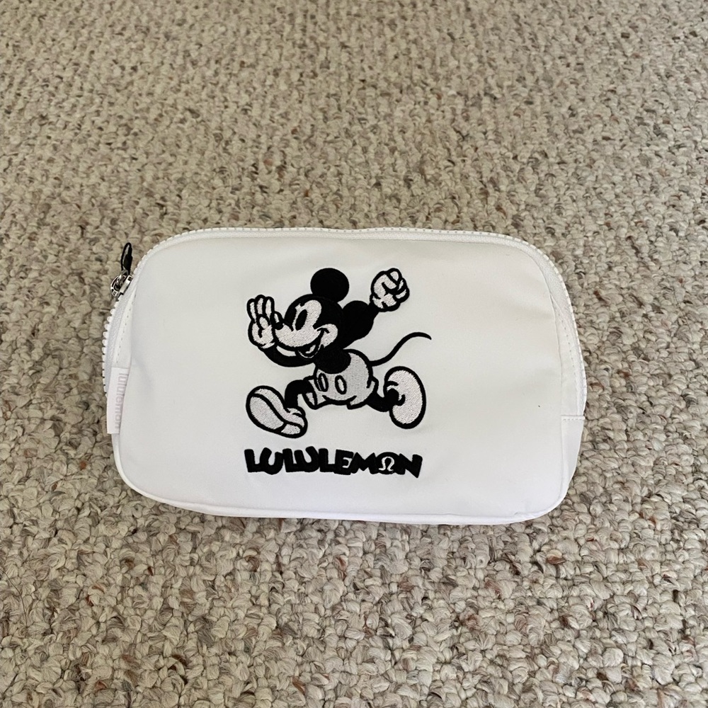 Lululemon White Pouch with Mickey Mouse Design